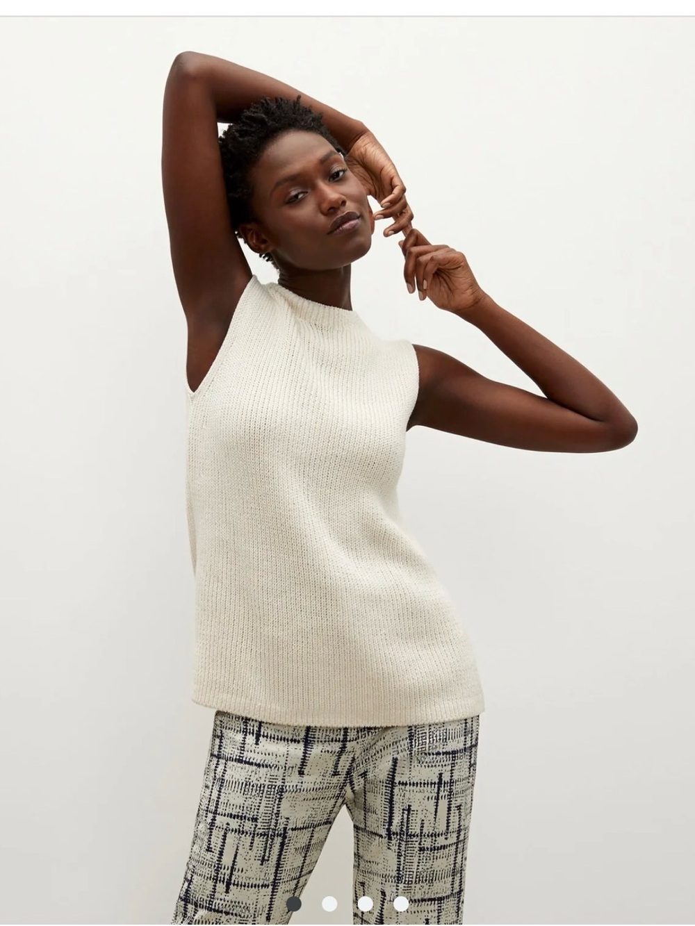 M.M.LaFleur The Spardel Top Cotton Knit Sleeveless Ivory Cream Size M